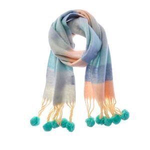La Fiorentina Fringe Plush Scarf, Blue